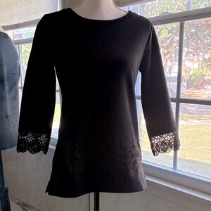 Talbots Black Top with Lace Detailing